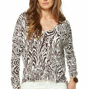 Lily Pulitzer Eleni Top Animal Print Sz Medium Full Entourage Cotton Modal